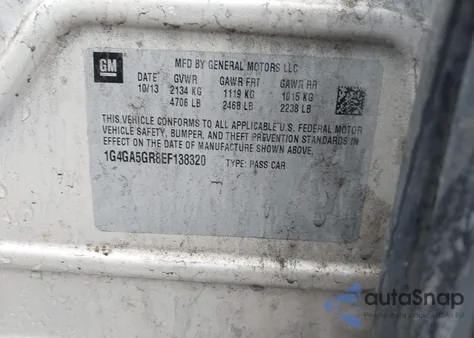 2014 Buick Lacrosse из США, поврежденный, VIN 1G4GA5GR8EF138320